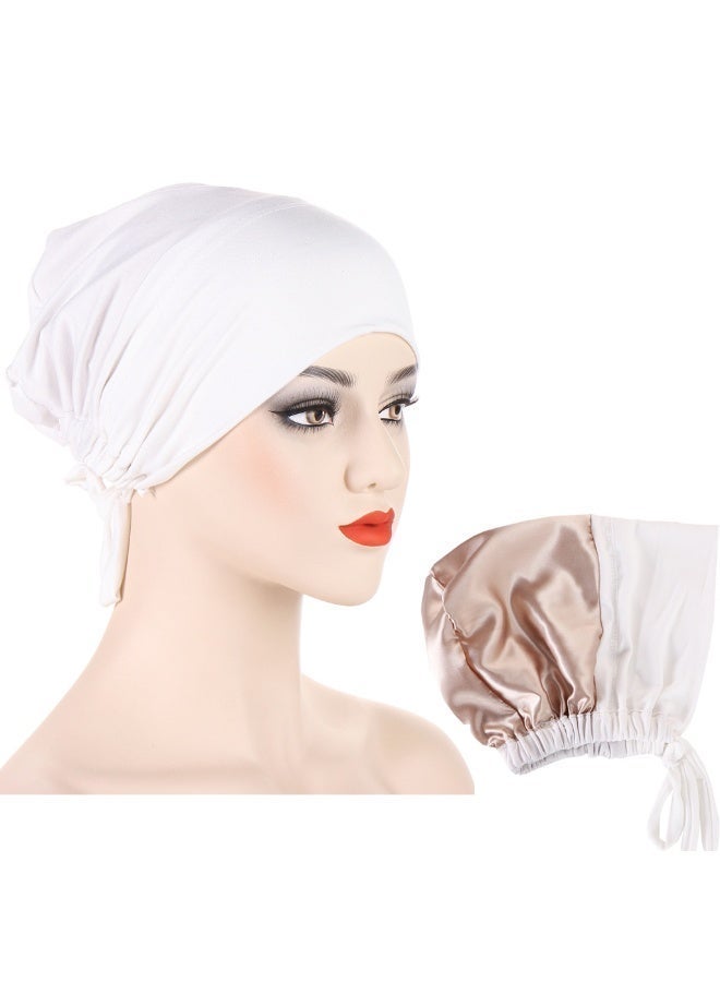 اوراکس 2PCS غطاء الحجاب المسلم ، الحجاب ، الغطاء ، الحجاب الداخلي ، مع حزام الحبل ، قابل للتعديل ، مواد النسيج الناعمة ، الموضة النسائية (الأسود والأبيض) - Image 2